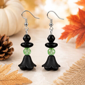 Fun and Festive Witch Silver Plated Fishhook Earrings #H40